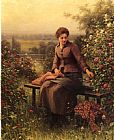 Seated Girl with Flowers by Daniel Ridgway Knight